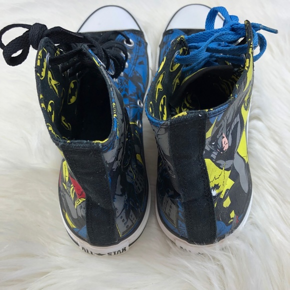 Converse Batman Comic Print High Top Sneakers in Black, Blue, Yellow